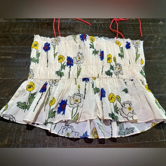 NWT Rhode Julieta Peplum Top in Saba Tie Straps Sz Large - Picture 12 of 14